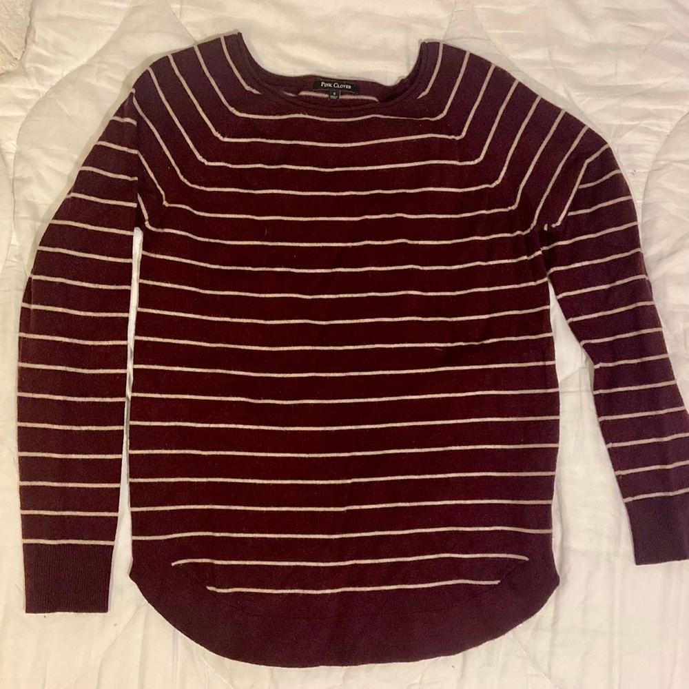 Pink Clover burgundy striped long sleeve sweater
